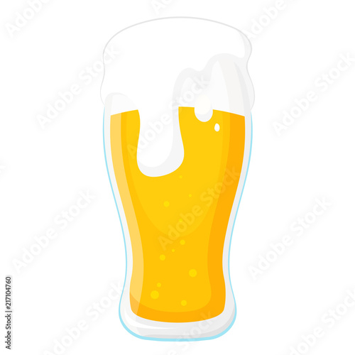 Glass of Beer with foam. Vector illustration.