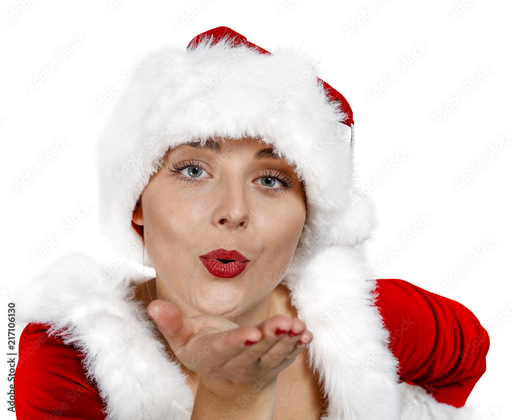 santa claus woman and white space santa claus woman and white space