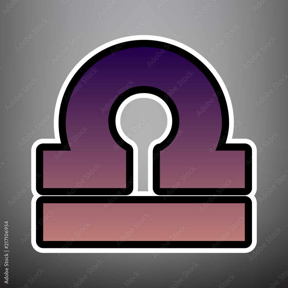 Libra sign illustration. Vector. Violet gradient icon with black Libra sign illustration. Vector. Violet gradient icon with black