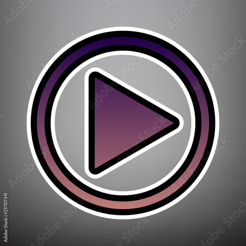 Play sign illustration. Vector. Violet gradient icon with black 