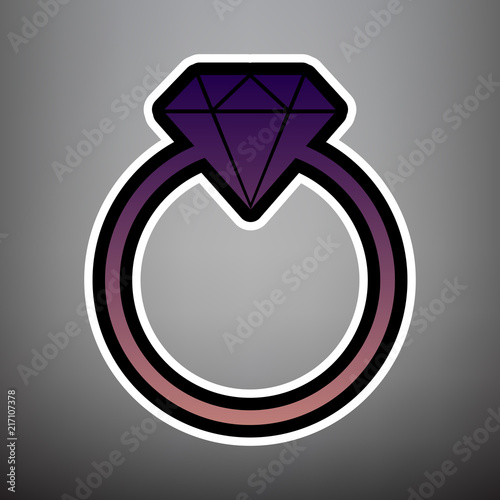 Diamond sign illustration. Vector. Violet gradient icon with bla