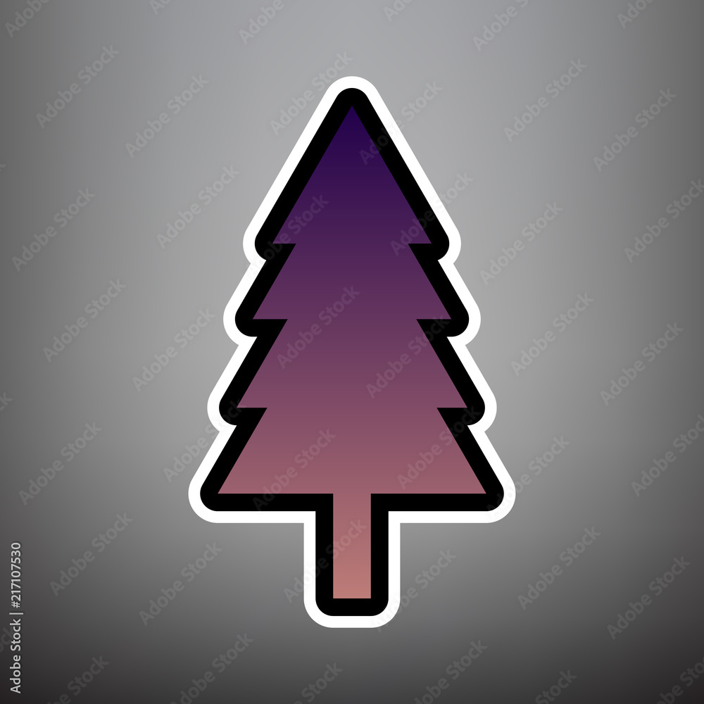 New year tree sign. Vector. Violet gradient icon with black and New year tree sign. Vector. Violet gradient icon with black and