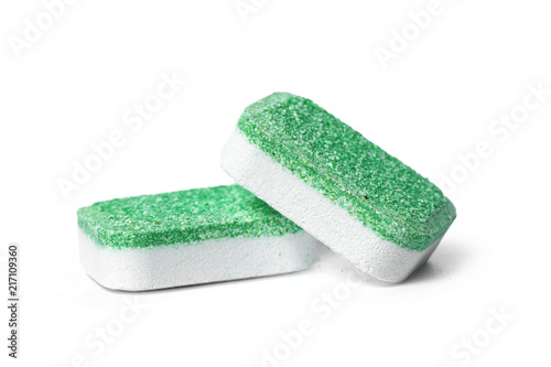Dishwasher tablets on a white background isolate
