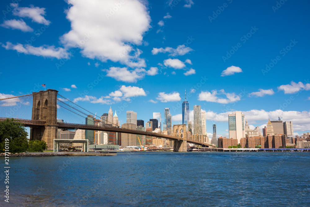 New York city skyline with Brooklyn bridge