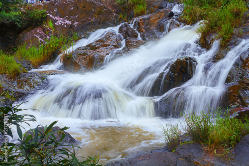 Dalanta Waterfall Vietnam / Dalanta Waterfall In The Middle Of A Forested Area Is Located Near Dalat City Vietnam.