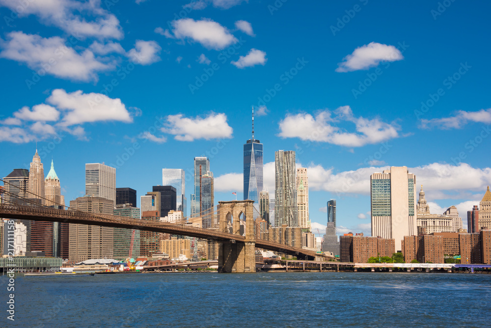 New York city skyline seen from water