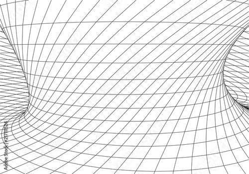 Tunnel or wormhole. Digital 3d wireframe tunnel. 3D tunnel grid. Network cyber technology. Surrealism. Background abstract vector image