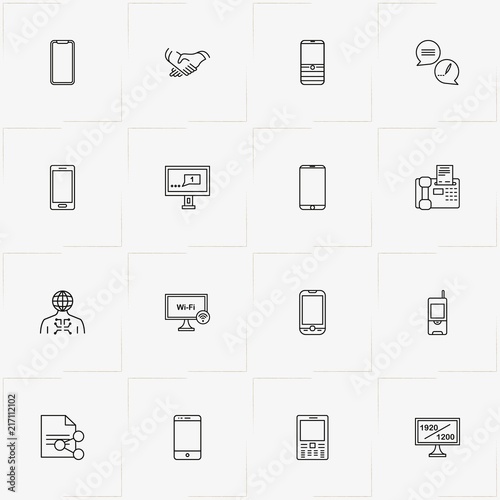 Communications line icon set with partnership , television and network