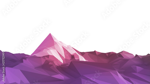 Low-poly image of a mountain with a white glacier at the top. 3d illustration © ParamePrizma