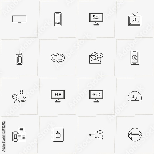 Communications line icon set with electronic mail , local network and telephone fax