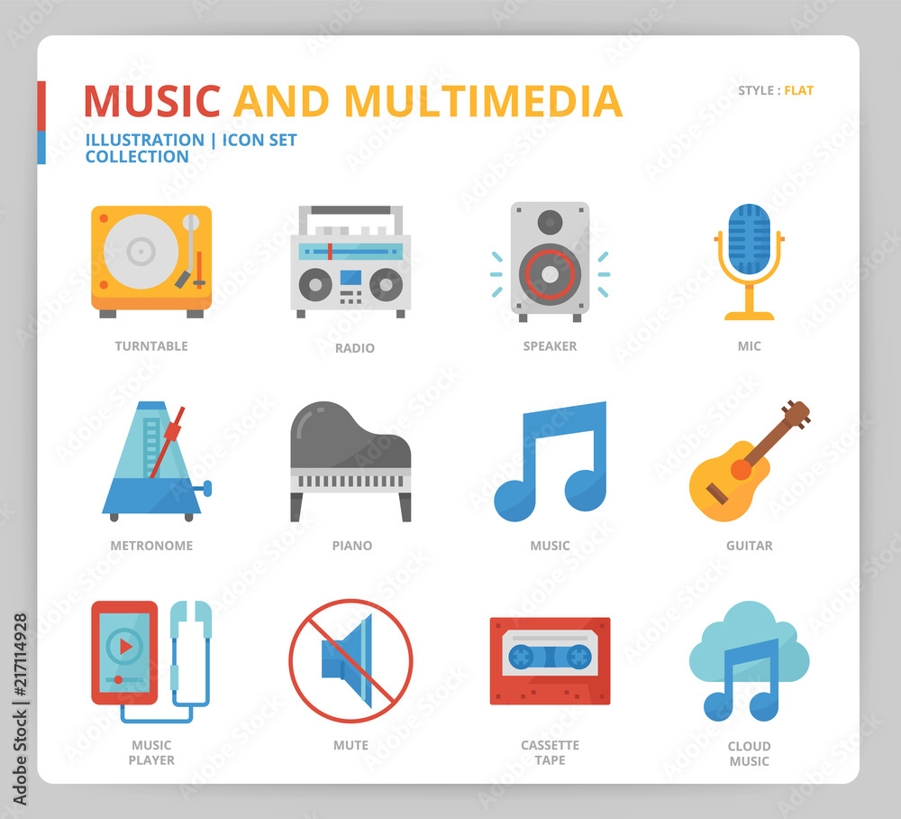 Music and multimedia icon set Music and multimedia icon set