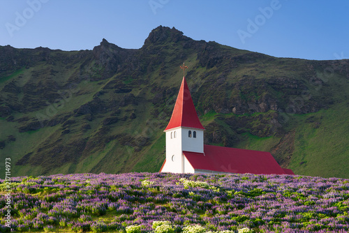 Church in the Vik town, Iceland photo