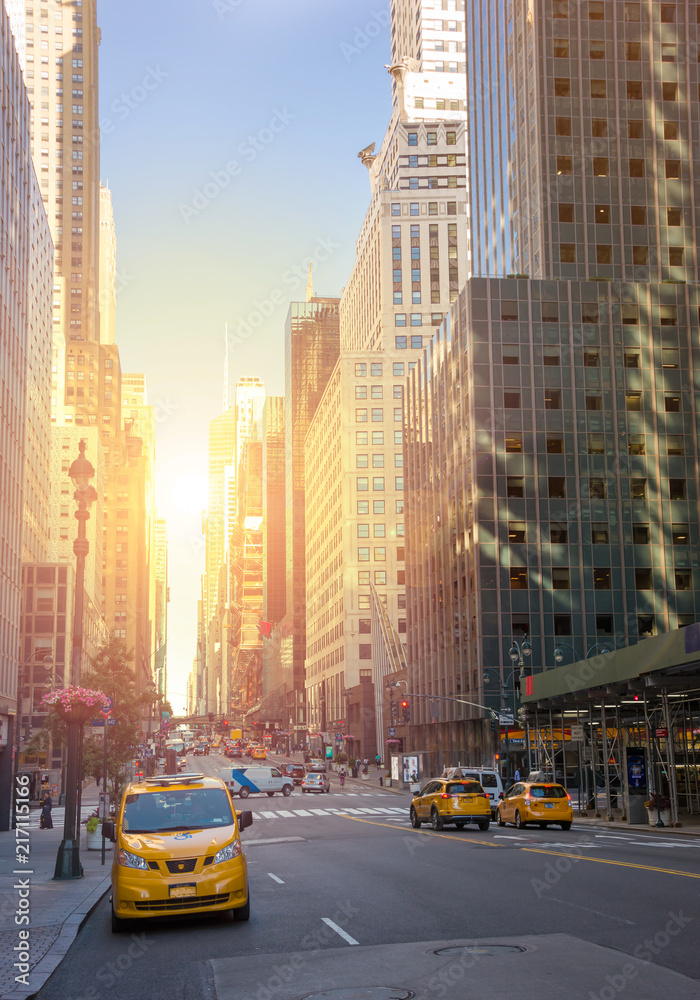 Fototapeta Uliczny Nowy Jork z żółtymi taksówkami
