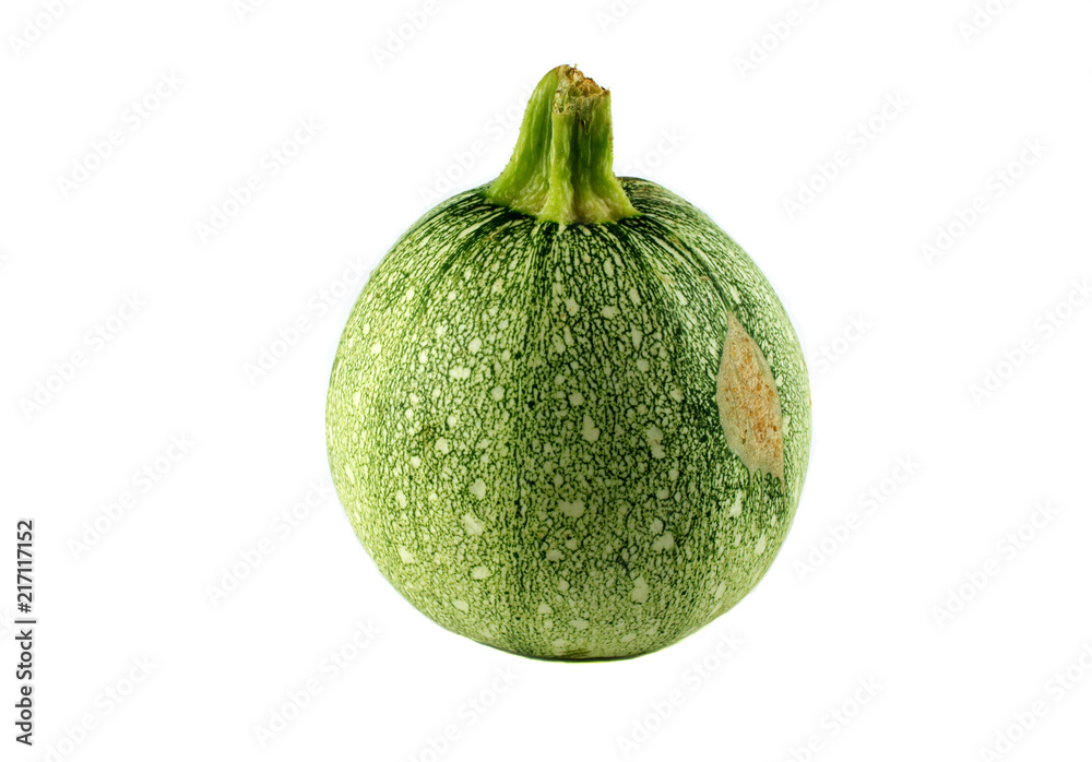 RIPE FRESH AND ORGANIC ROUND GREEN ZUCCHINI ISOLATED AGAINST WHITE BACKGROUND RIPE FRESH AND ORGANIC ROUND GREEN ZUCCHINI ISOLATED AGAINST WHITE BACKGROUND