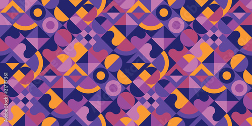 Abstract multicolored geometric seamless pattern.