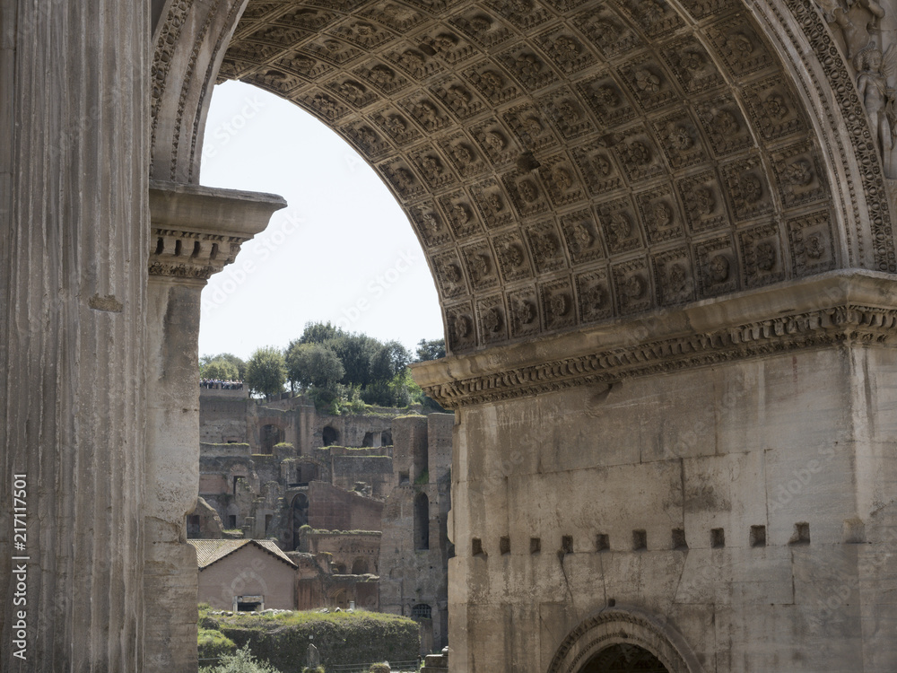 24 april 2018, Forum Romanum, Fori romani, ancient site of antique city of Rome, in Rome near Palatino hill