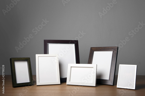 empty white photo frames 