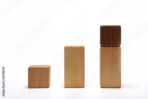 wood block stacked isolated white.