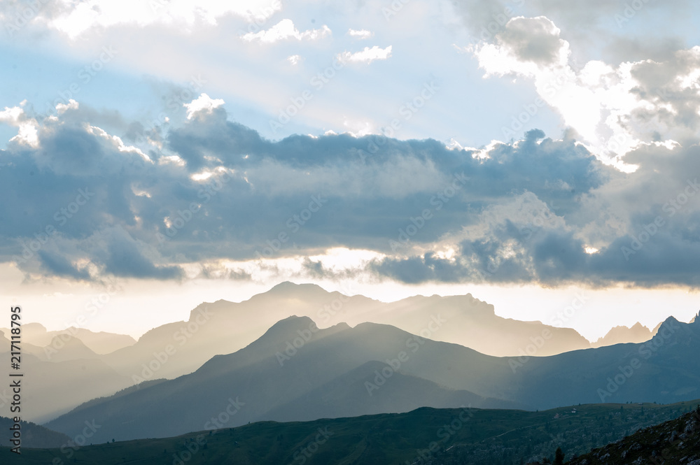 Landscape shot at the Passo di Giau, in the the Italian Dolomites, during the Golden Hour. Landscape shot at the Passo di Giau, in the the Italian Dolomites, during the Golden Hour.