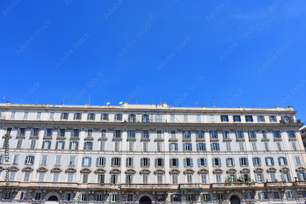 Italy, Rome, facade of a large building in the historic center of the city.