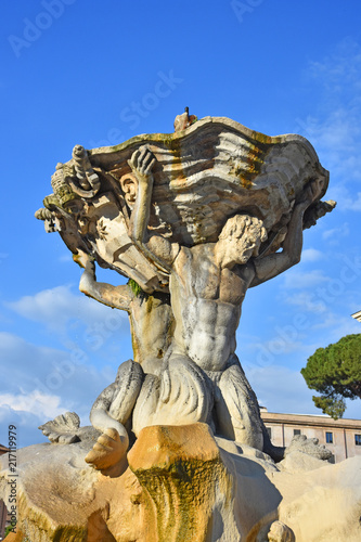 Italy, Rome, square of the mouth of truth, fountain of tritons, view and details.