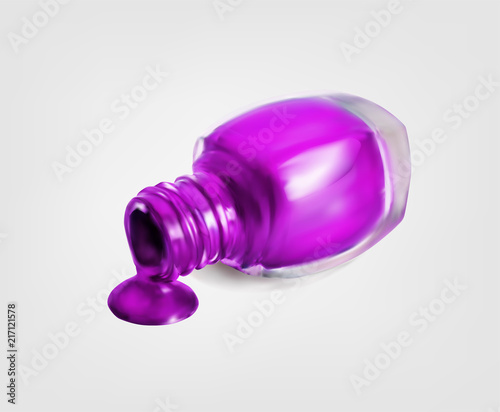 Purple nail polish bottle isolated on white background vector illustration.