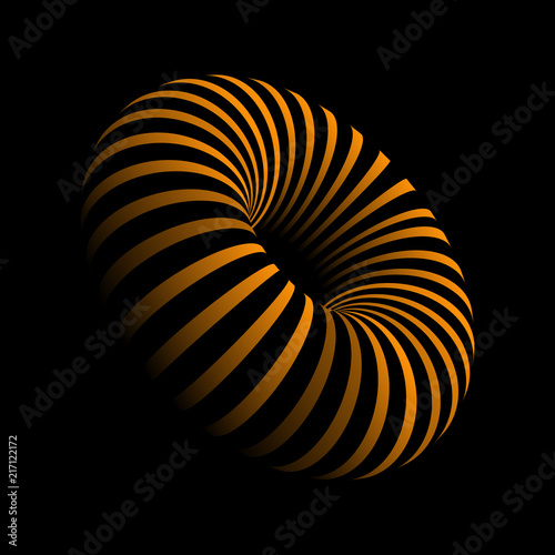 Ciambella tridimensionale con sfondo nero