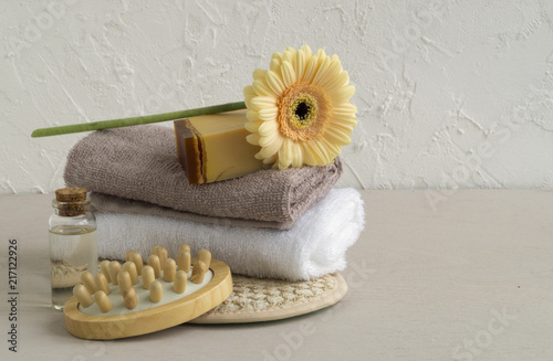 Handmade soap made from natural ingredients. on light background.