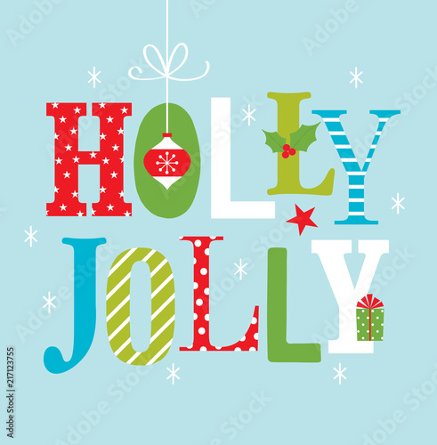 holly jolly christmas greeting card