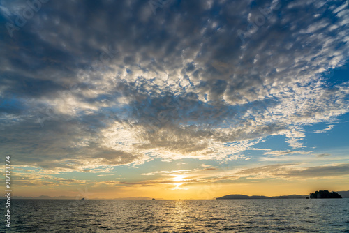  Sunset at beach sea sky clouds twilight time