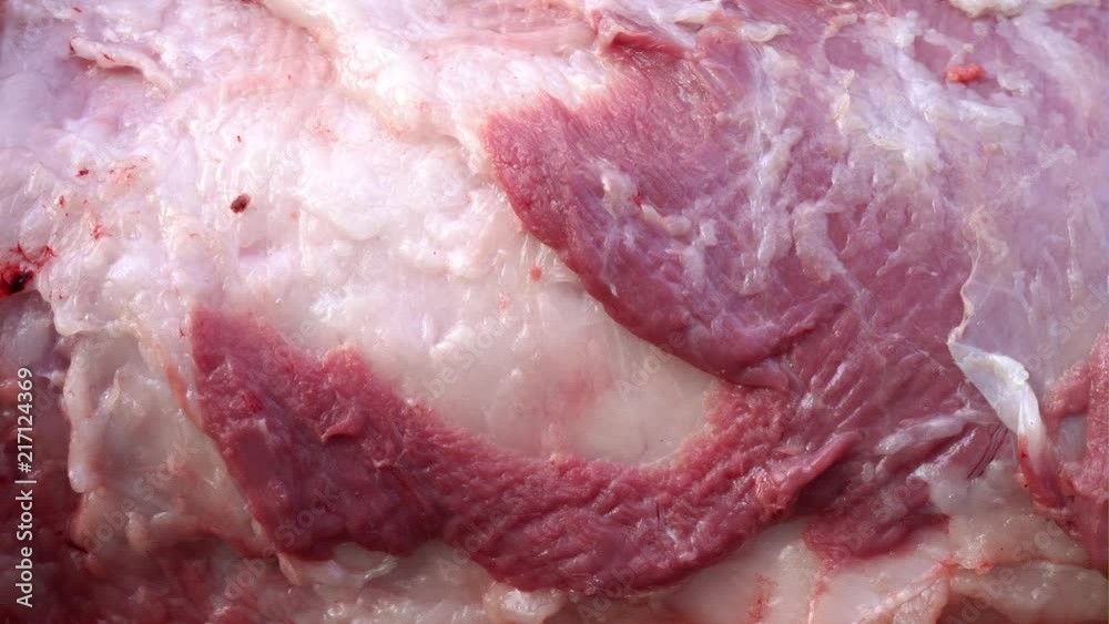Fresh lard, greasy layer, close-up. Pig Slaughter Fresh lard, greasy layer, close-up. Pig Slaughter