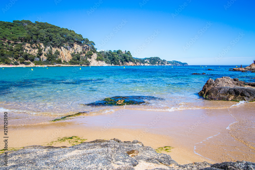 Obraz premium Sea coast in Blanes, Santa Crictina Beach, Costa Brava, Spain