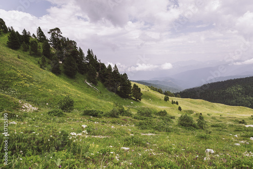 Republic of Adygea / Russia - July 28, 2018: Views on the landscape of the Caucasian Reserve