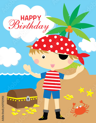 pirate birthday party greeting card design