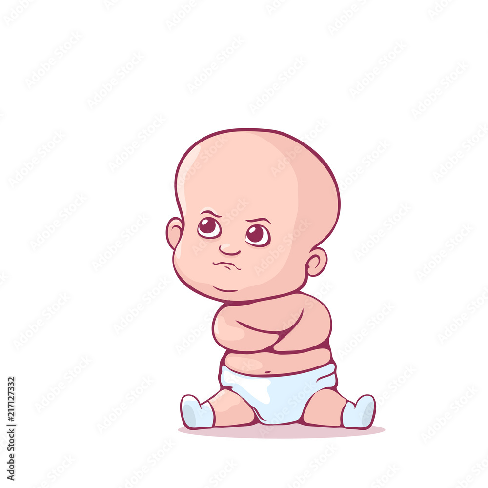 Cute little baby in the diaper. Cartoon character. Vector illustration isolated on a white. Eps 10. Cute little baby in the diaper. Cartoon character. Vector illustration isolated on a white. Eps 10.