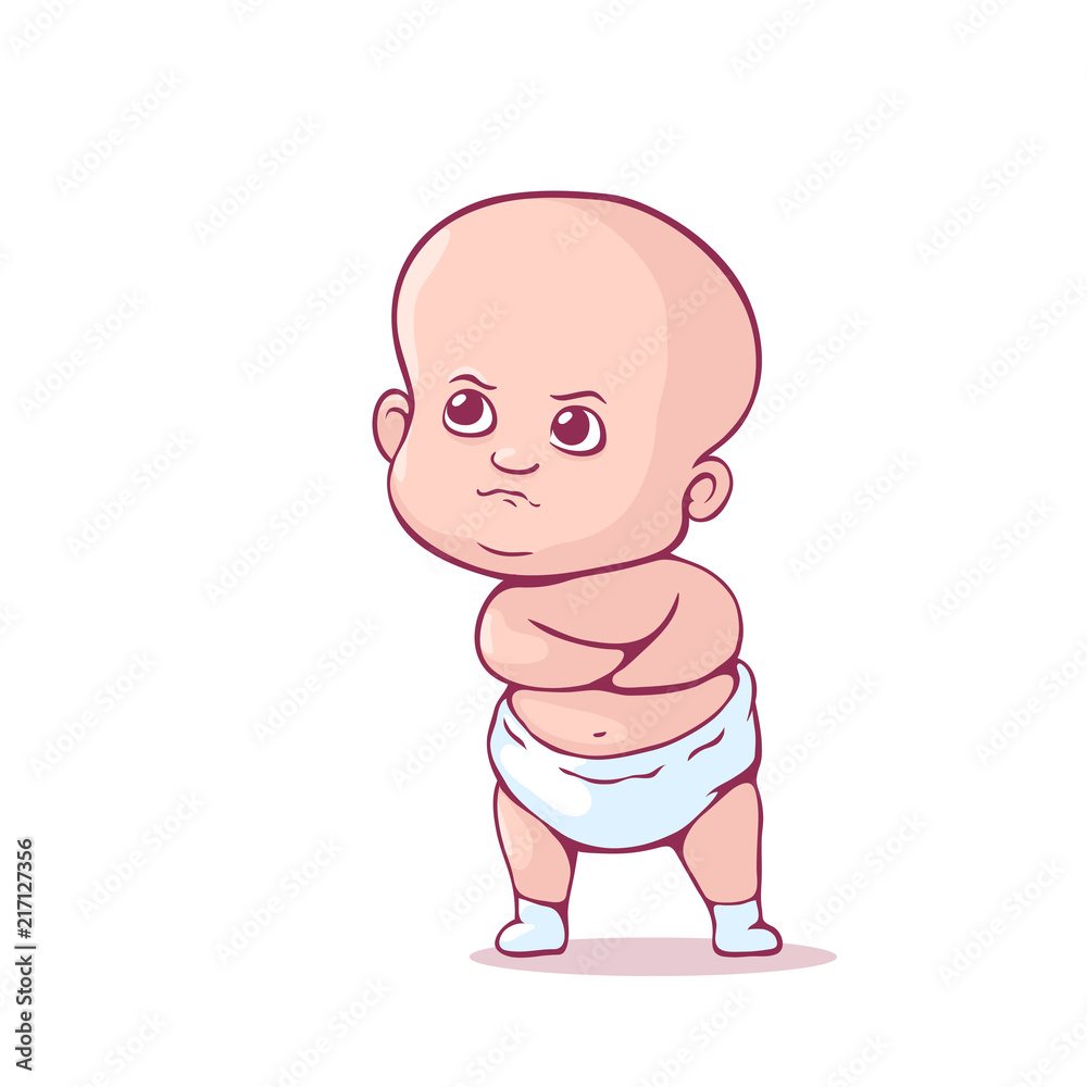 Cute little baby in the diaper. Cartoon character. Vector illustration isolated on a white. Eps 10. Cute little baby in the diaper. Cartoon character. Vector illustration isolated on a white. Eps 10.