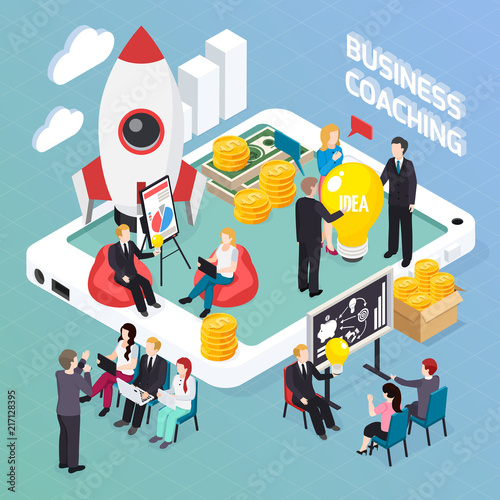 Business Coaching Isometric Composition