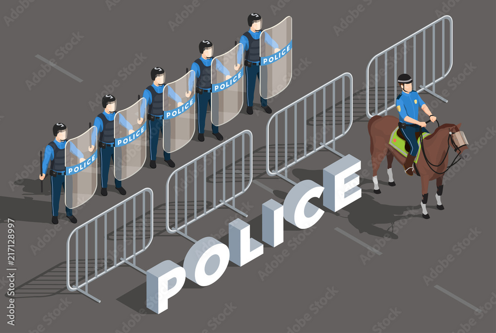 Obraz premium Police Isometric Composition