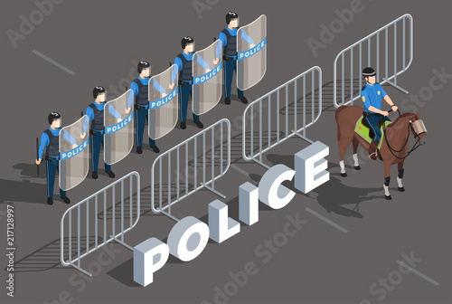 Police Isometric Composition