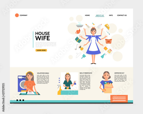 Flat Housewife Landing Page Concept