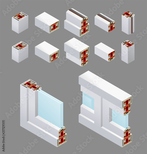 PVC Windows Isometric Elements 