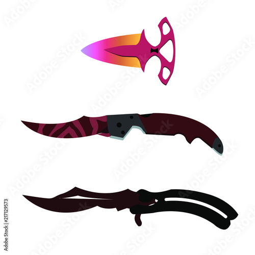 Vector illustration of knitted combat knives