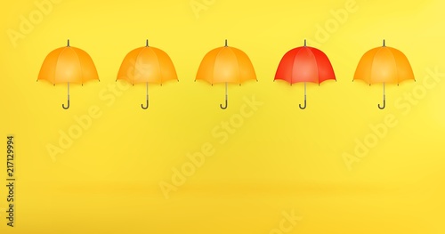 Autumn , umbrella, set, minimal, yellow red Vector