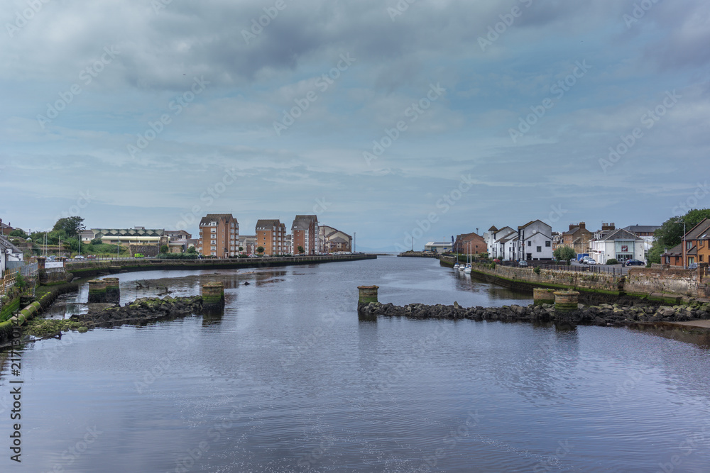 River Ayr in the Historic Ancient Town of Ayr in Scotland.