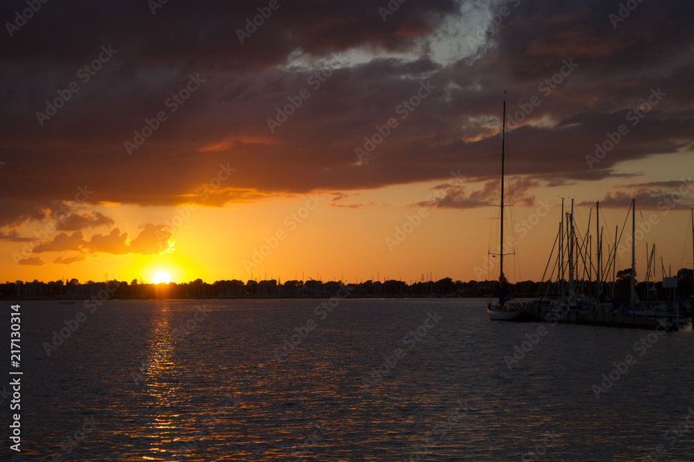 Sunset Port Harbour Orange
