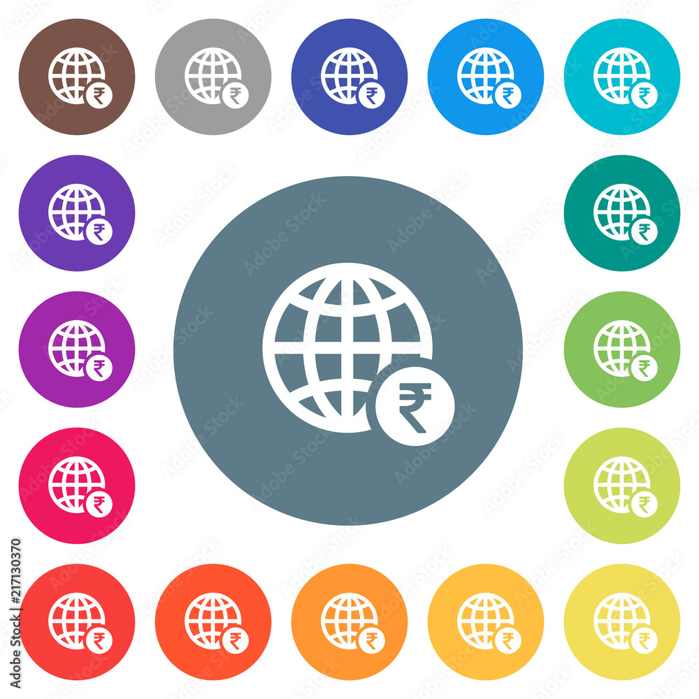 Online Rupee payment flat white icons on round color backgrounds Online Rupee payment flat white icons on round color backgrounds