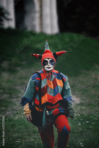 Portrait of a jester in a mask