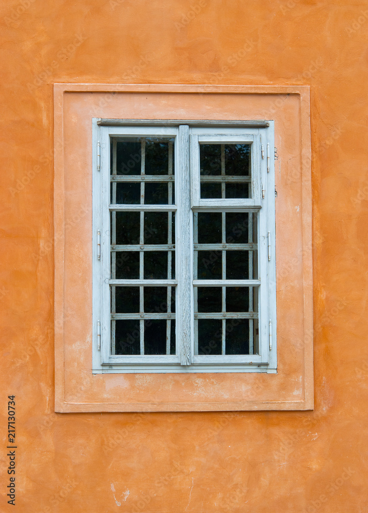 Wooden window on the wall in Vienna