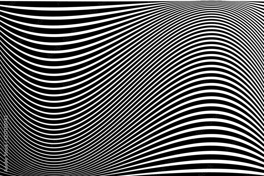 Abstract pattern. Texture with wavy, billowy lines. Optical art background. Wave design black and white. Abstract pattern. Texture with wavy, billowy lines. Optical art background. Wave design black and white.
