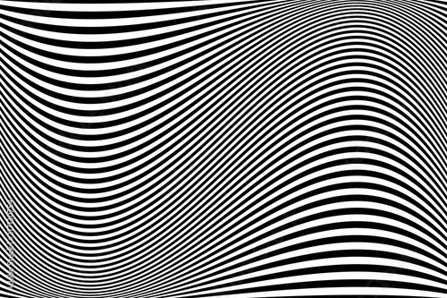 Abstract pattern.  Texture with wavy, billowy lines. Optical art background. Wave design black and white.